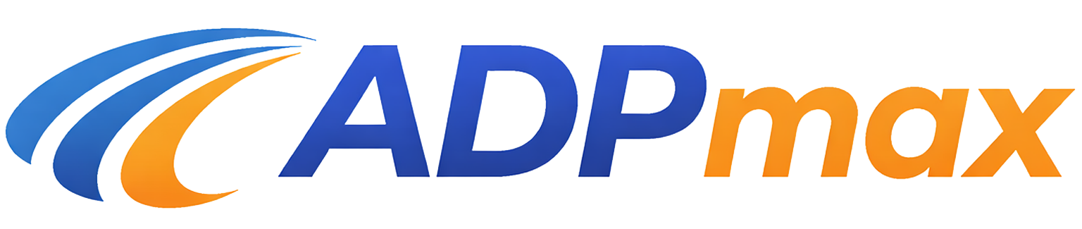 ADPMAX品牌Logo，科技感风格，适用于广告投放和建站展示